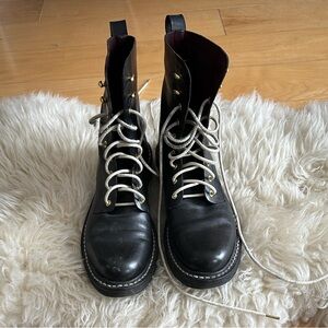 Rag & Bone Black Leather Lace Up Combat Boots